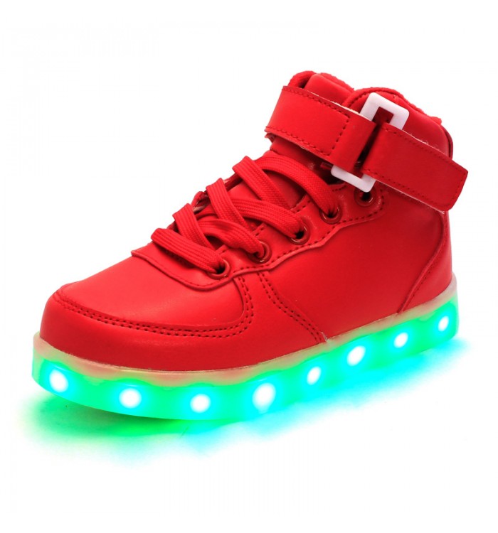 Leather led light up high tops